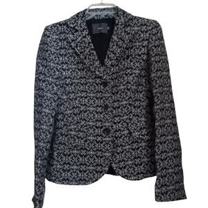 Kulson Blazer Women's Black & White Print,  Size 42 Cotton Blend Italy  US 6  *I